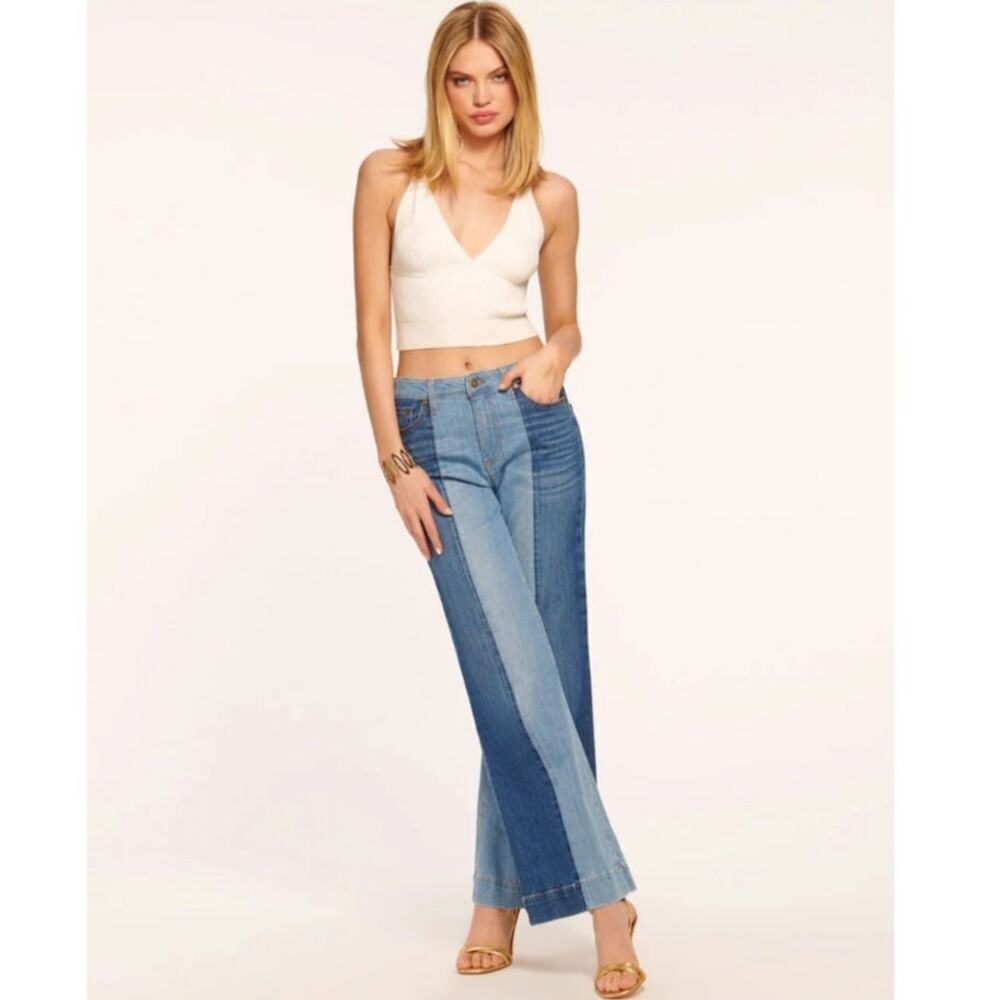 Ramy‎ Brook Vinnie High Rise Wide Leg Jeans In Tonal Wash Size: 27